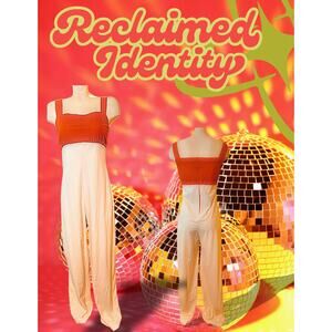 Retro 1970s Orange and Cream Jumpsuit